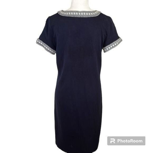✨Talbots Cotton Navy & White Embroidered Shift Dress✨ - Picture 5 of 8